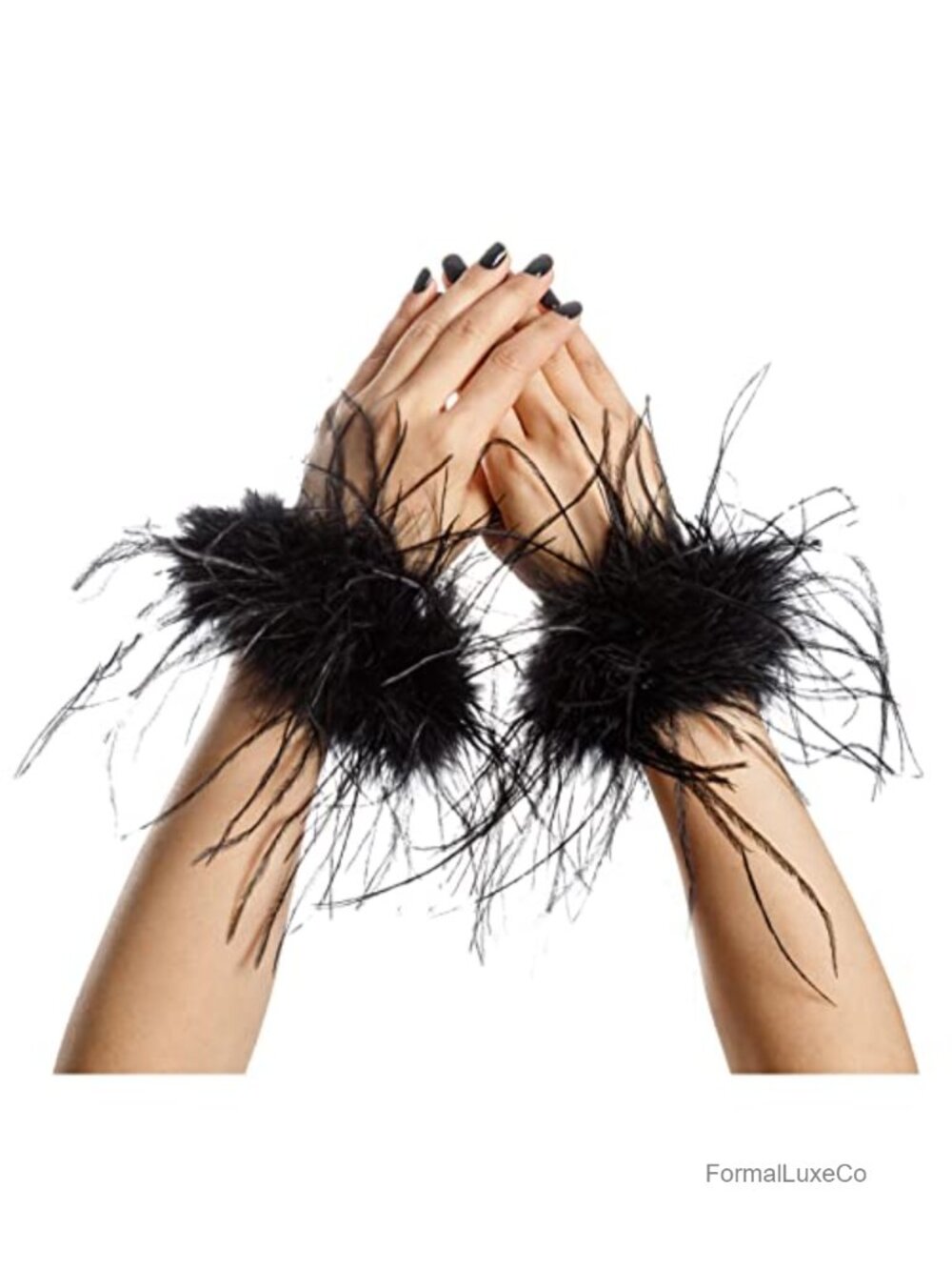 Women Ostrich Feather Wrist Cuff Furry Party Wedding
